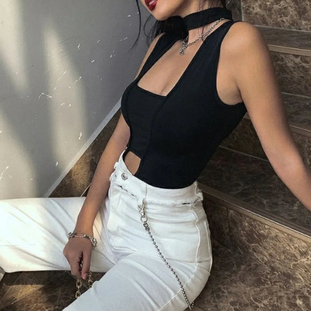 Sexy Panel/Choker Bodysuit - Picture 2 of 4